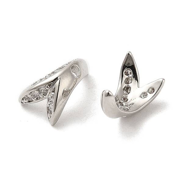 Rack Plating Brass Micro Pave Cubic Zirconia Beads Caps