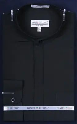 Fashion Hidden Button French Cuff Mandarin Collarless Dress Preacher Round Style Shirt White Men's Dress Shirt