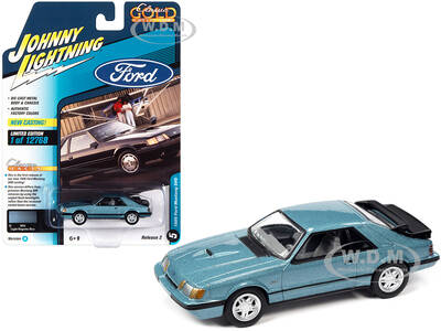 1986 Ford Mustang SVO Light Regatta Blue Metallic with Black Stripes \