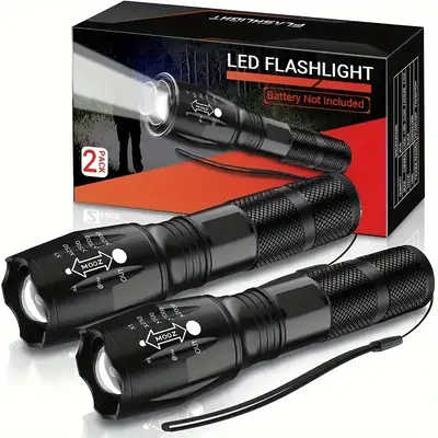 2 Pack Flashlights, Grade 5 Modes 3000 High Lumens Led Waterproof Handheld Flashlight for Camping Biking Hiking Outdoor Home ...
