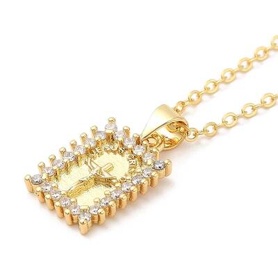 Brass Micro Pave Cubic Zirconia Pendants Necklace