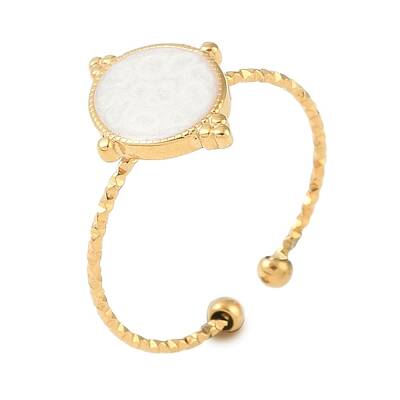Ion Plating(IP) 304 Stainless Steel Enamel Oval Cuff Finger Rings