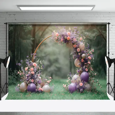 Spring Forest Floral Arch Balloons Wedding Backdrop