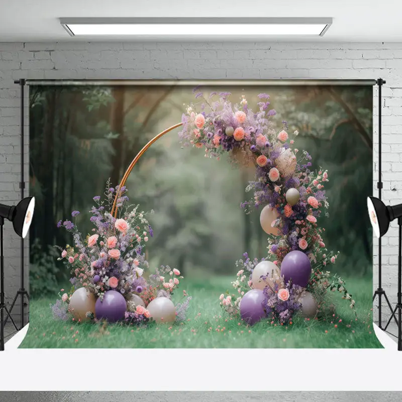 Spring Forest Floral Arch Balloons Wedding Backdrop