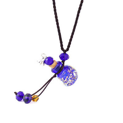 Lampwork Perfume Bottle Pendant Necklace with Glass Beads