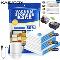 Vacuum Bag with Electric Pump, 10pcs Multi-size Vacuum Clothes Storage Bags with Pump, Vacuum Sealed Storage Bags , Space Sav...