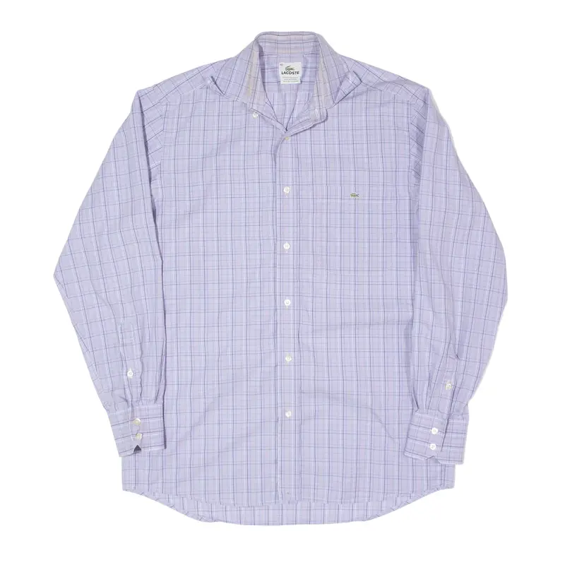 LACOSTE Shirt Purple Check Long Sleeve Mens M