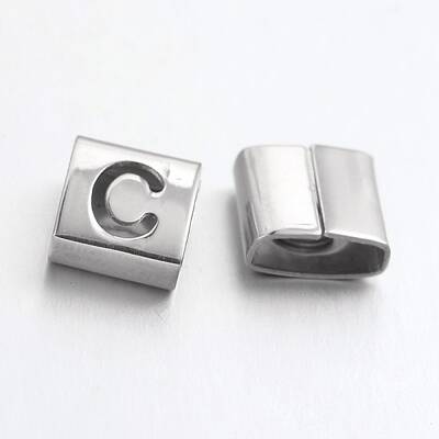 Tarnish Resistant Letter Style 201 Stainless Steel Square Slide Charms