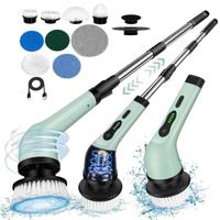 Electric Spin Scrubber, 1 Set Electric Cleaning Brush with 9 Replacement Heads & Removable Telescopic Pole, Household Cleanin...