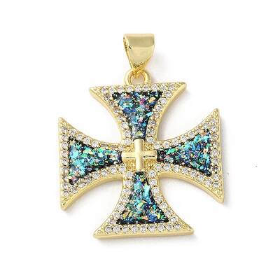 Brass Micro Pave Clear Cubic Zirconia Pendants