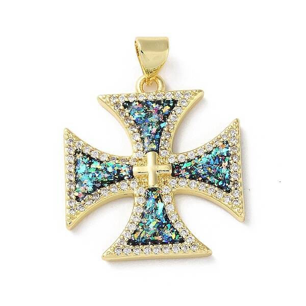 Brass Micro Pave Clear Cubic Zirconia Pendants