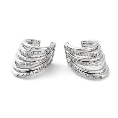 Brass Micro Pave Cubic Zirconia Cuff Earrings