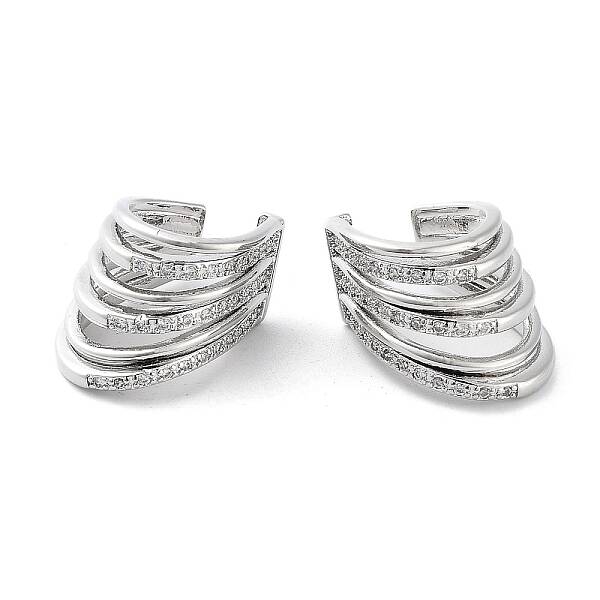 Brass Micro Pave Cubic Zirconia Cuff Earrings