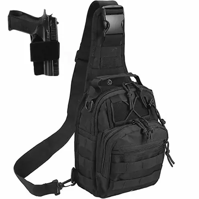 Tactical Shoulder Sling Bag Small Outdoor Chest Pack for Men Traveling, Trekking, Camping, Rover Sling Daypack Black【shippi...