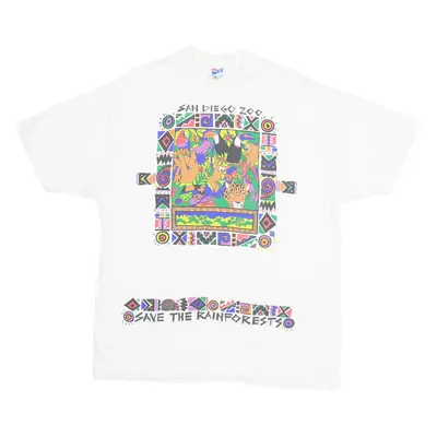 HANES BEEFY-T Save The Rainforest Mens T-Shirt White XL