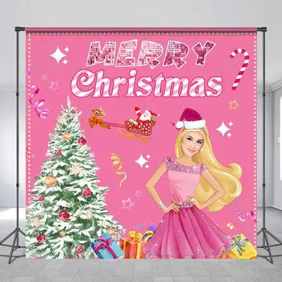 Customized Photo Xmas Tree Pink Christmas Backdrop - Aperturee