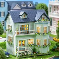 Wooden DIY Miniature House Kit, House Building Kit with LED Light, Creative Birthday and Holiday Gift Options, Craftsmanship,...