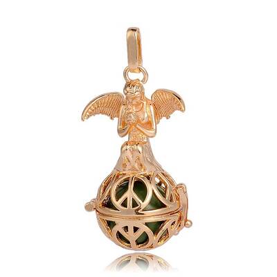 Golden Plated Brass Hollow Round Cage Pendants
