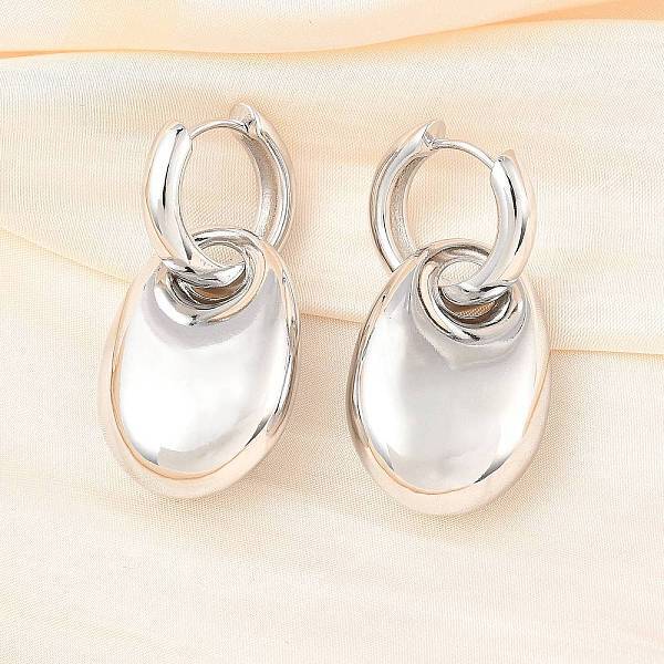 Oval Brass Hoop Earrings for Women