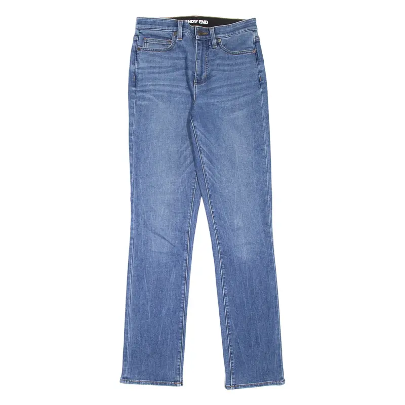 LANDS END Womens Jeans Blue Slim Straight Stone Wash W27 L32