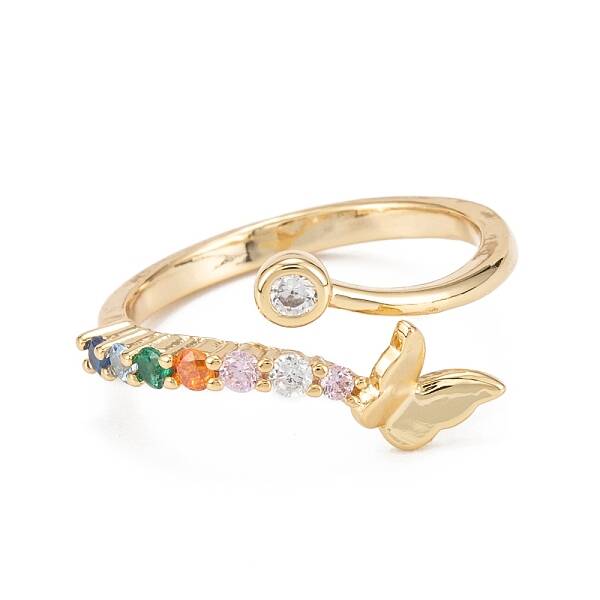 Brass Micro Pave Cubic Zirconia Cuff Rings