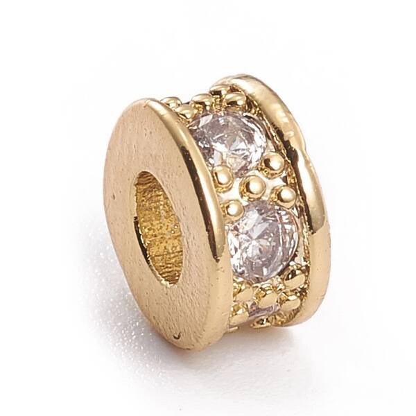 Brass Micro Pave Cubic Zirconia Spacer Beads