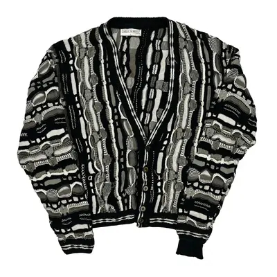 Carlo Alberto Cardigan - Large Black Cotton Blend