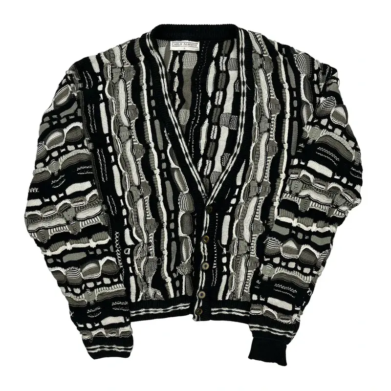 Carlo Alberto Cardigan - Large Black Cotton Blend