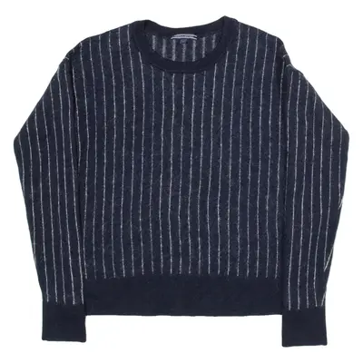 TOMMY HILFIGER Womens Patterned Jumper Blue Striped Tight Knit S
