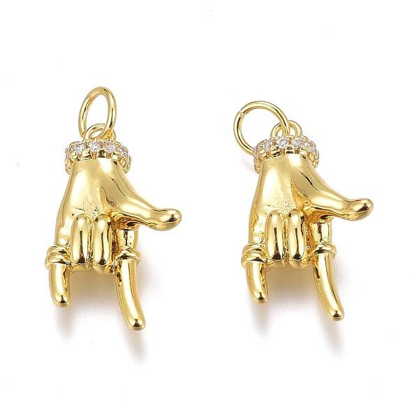 Brass Micro Pave Clear Cubic Zirconia Pendants