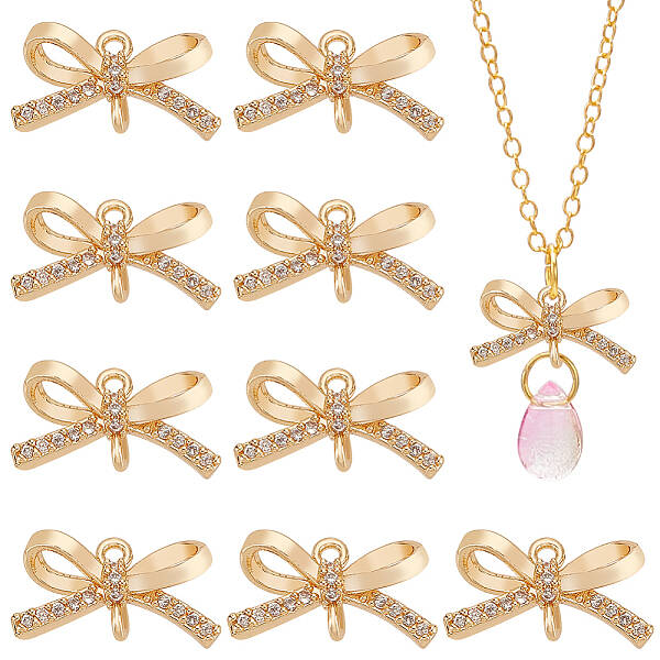 10Pcs Brass Micro Pave Clear Cubic Zirconia Connector Charms
