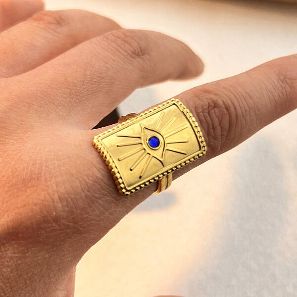 304 Stainless Steel Rhinestone Cuff Rings