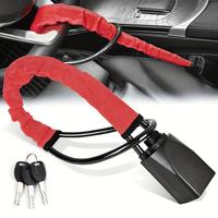 Car Steering Wheel Lock with Seat Belt Lock, 1 Count Universal Anti Theft Device, Car Lock Theft Prevention with 3 Keys for C...