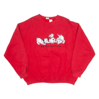 DISNEY 101 Dalmatians Mens Sweatshirt Red Crew Neck 2XL