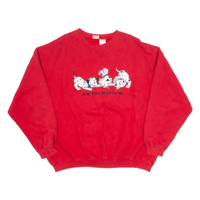 DISNEY 101 Dalmatians Mens Sweatshirt Red Crew Neck 2XL