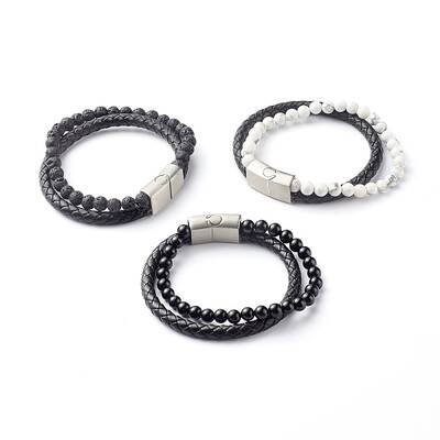 Natural Mixed Stone Round Beads Multi-strand Bracelets