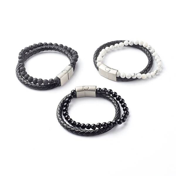 Natural Mixed Stone Round Beads Multi-strand Bracelets