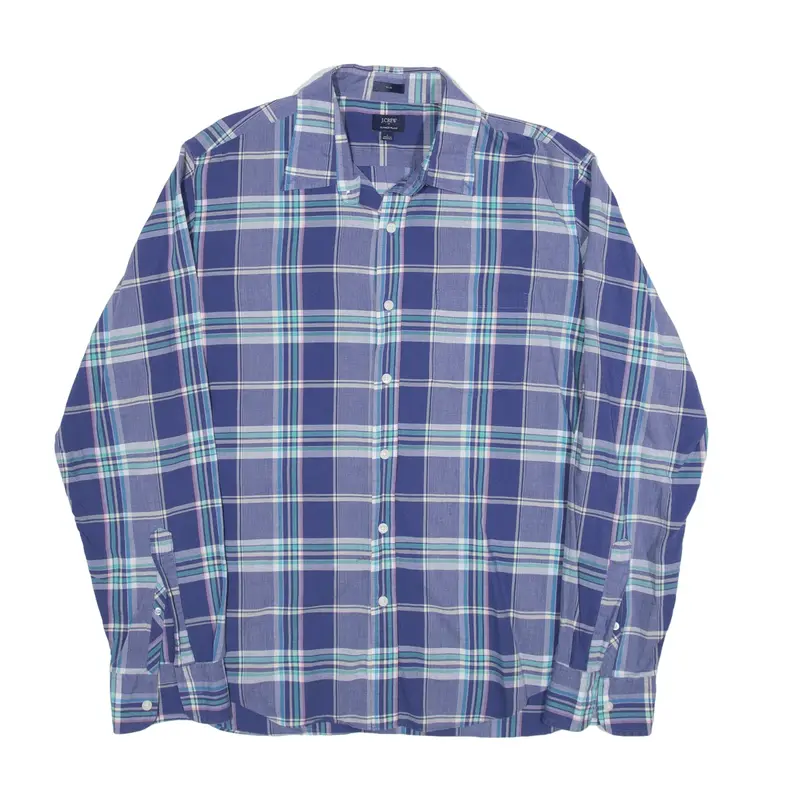 J.CREW Slim Shirt Blue Check Long Sleeve Mens L