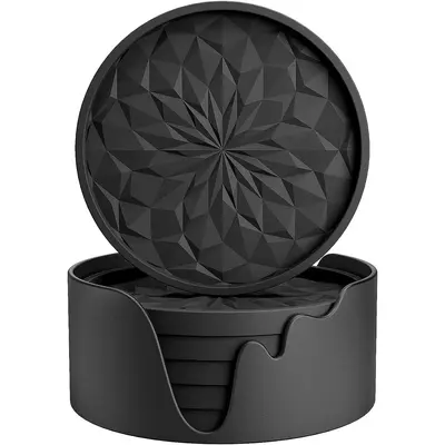 Silicone coasters [pack of 6] - coasters - beverage coasters - thickened for hot or cold drinks, non slip, non stick, deep tr...