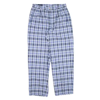 BOGART Check Trousers Blue Relaxed Tapered Mens W30 L27