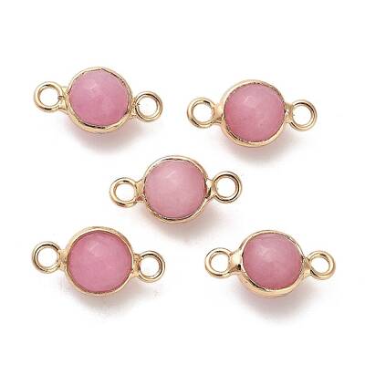 Natural Dyed Natural White Jade Faceted Round Links Connector Charms