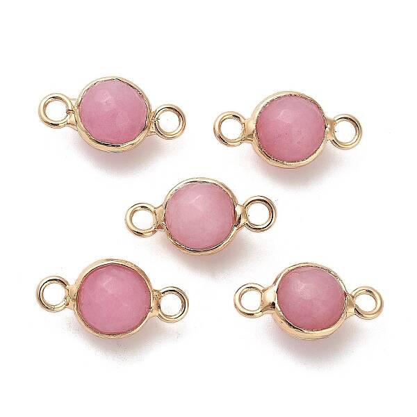 Natural Dyed Natural White Jade Faceted Round Links Connector Charms
