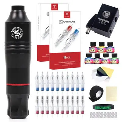 Atom Rotary Pen Tattoo Machine Set 20pcs Extreme Cartridges Supply