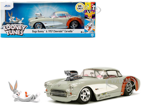 1957 Chevrolet Corvette Beige with Pink Interior with Bugs Bunny Figure \