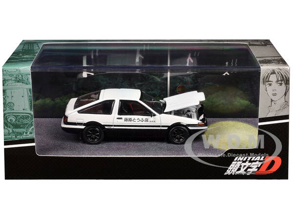 Toyota Sprinter Trueno (AE86) RHD (Right Hand Drive) White and Black Engine Mounted Model VS Kyoichi Sudo Initial D (1995-201...