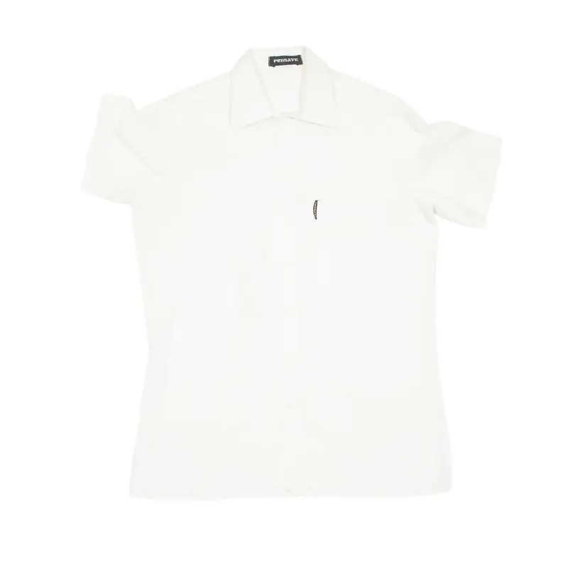 PRIVATE Plain Shirt White Short Sleeve Mens S