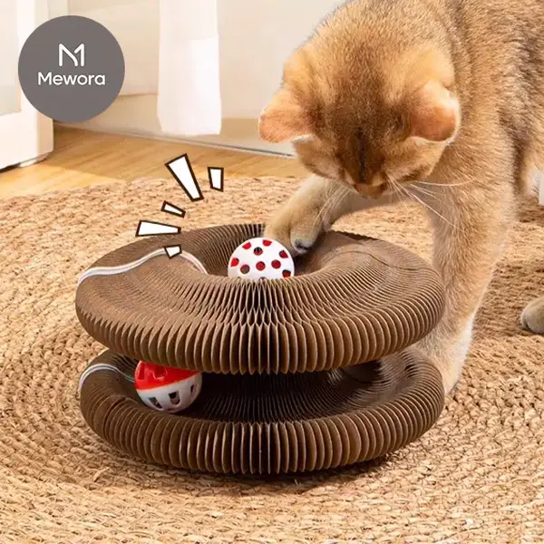 Magic Organ Cat Scratching Board, 1 Count Interactive Scratch Pad with Ball, Cat Scratcher for Grinding Claw, Furniture Prote...