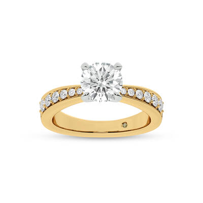 Rome Classic Pavé Set Round Lab Grown Diamond Engagement Ring | 18K Yellow Gold 1 3/4 CT. TW.