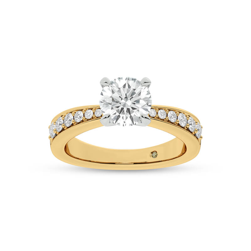 Rome Classic Pavé Set Round Lab Grown Diamond Engagement Ring | 18K Yellow Gold 1 3/4 CT. TW.