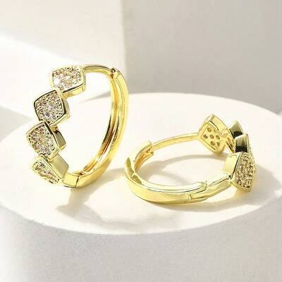 Brass Clear Cubic Zirconia Hoop Earrings